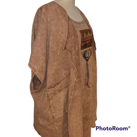 Vintage Elisa boho Western hand painted Long Cotton dress Natural - Picture 10 of 15